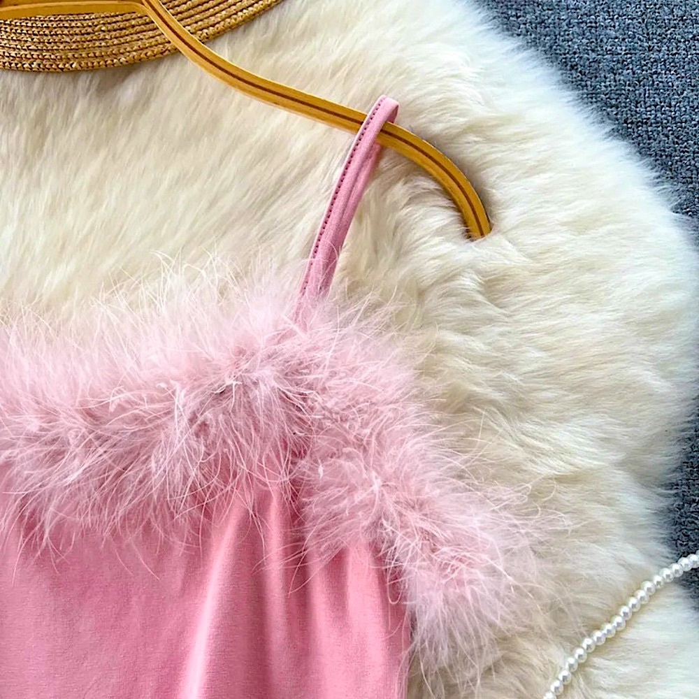 Pink feather trim cami - Picture 10 of 11